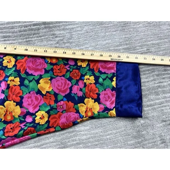 Vintage Victorias Secret Robe Large Multicolor‎ Floral Long Open Front Polyester - Picture 7 of 12